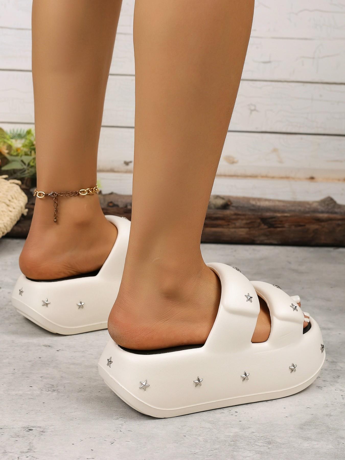 Women's Sweet Cool Star Rivet Slippers, Non-Slip Soft Sole, Casual ...