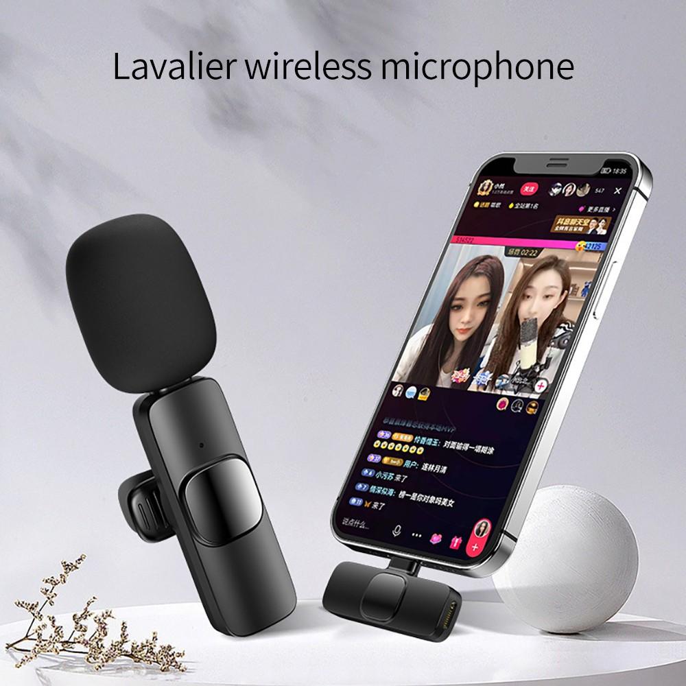 Wireless lavalier microphone (with velvet microphone cover) suitable for IOS or Android black mini professional noise cancelling microphone, mobile live streaming, suitable for outdoor video logs, travel TikTok and adventure vlogs, noise cancelling microp