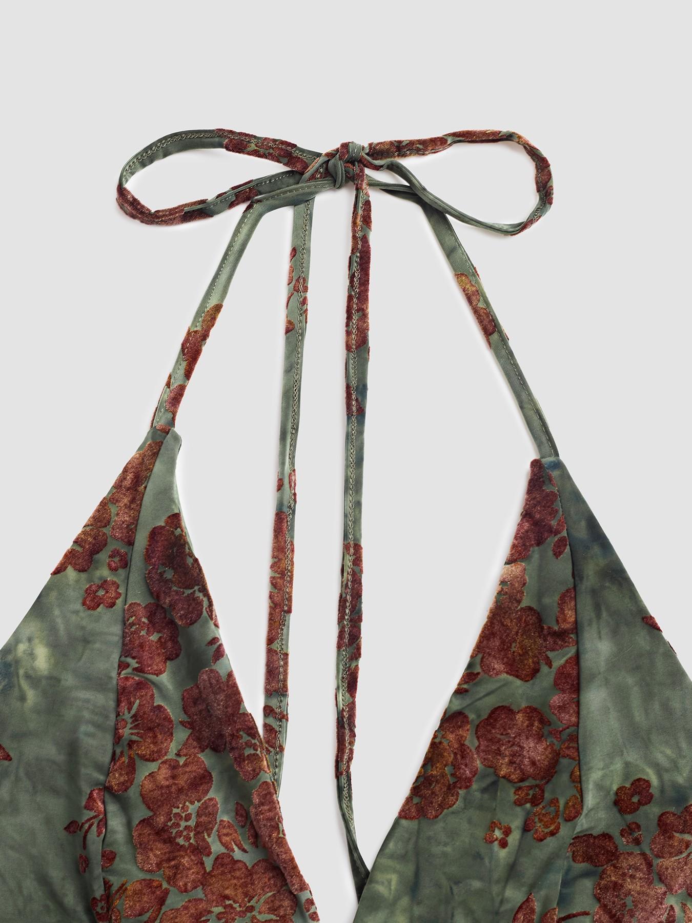 Women's Floral Deep V Neck Crop Top & Fish Tail Skirt Set, Sexy Two-Piece, Back-To-School Fashion, All-Over Print Design