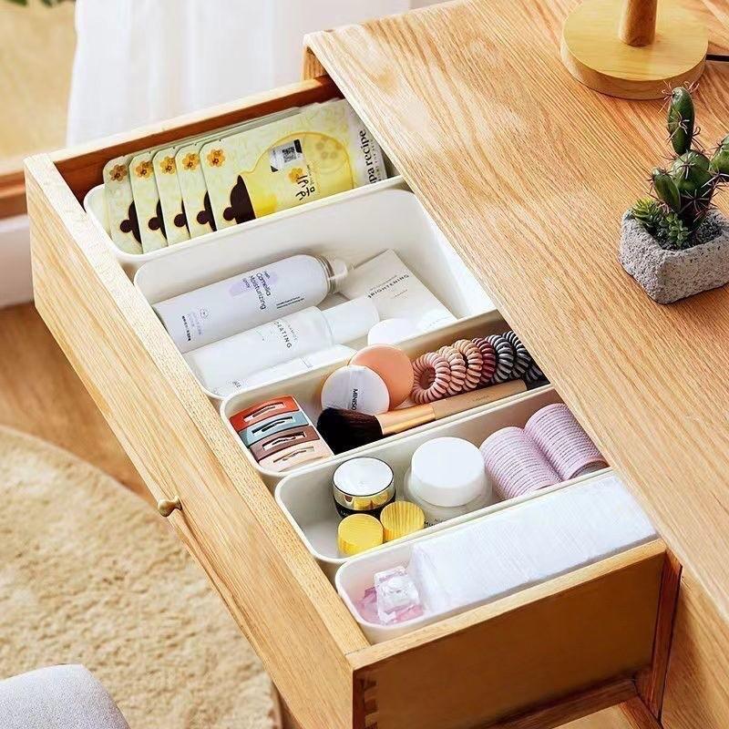 Rectangular Storage Box Drawer Organizer, Living Room Snacks Stationery Cosmetics Holder, Stackable Plastic Container, Kids School Supplies Basket