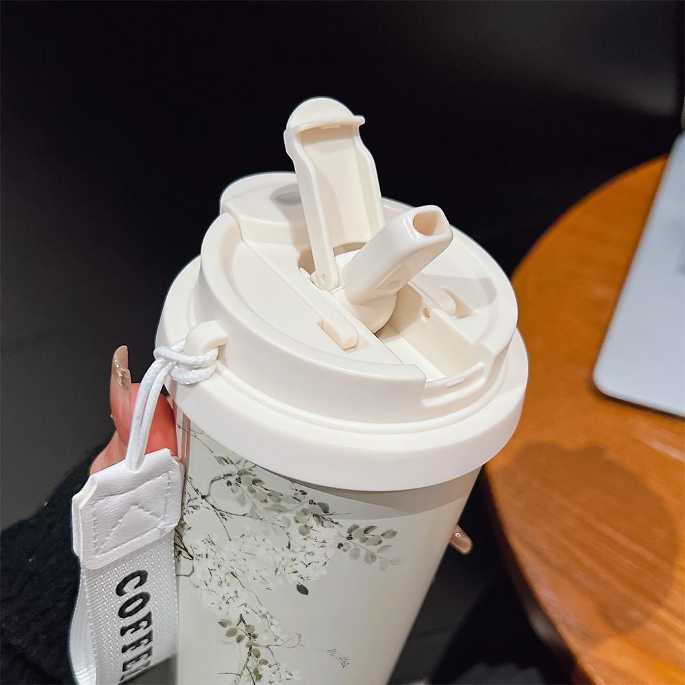 Abstract Oil Painting Coffee Cup, Portable Dual Drink Insulated Tumbler, Heat/cool Keeper, Boho Style, Office, Travel, Sports, Golf