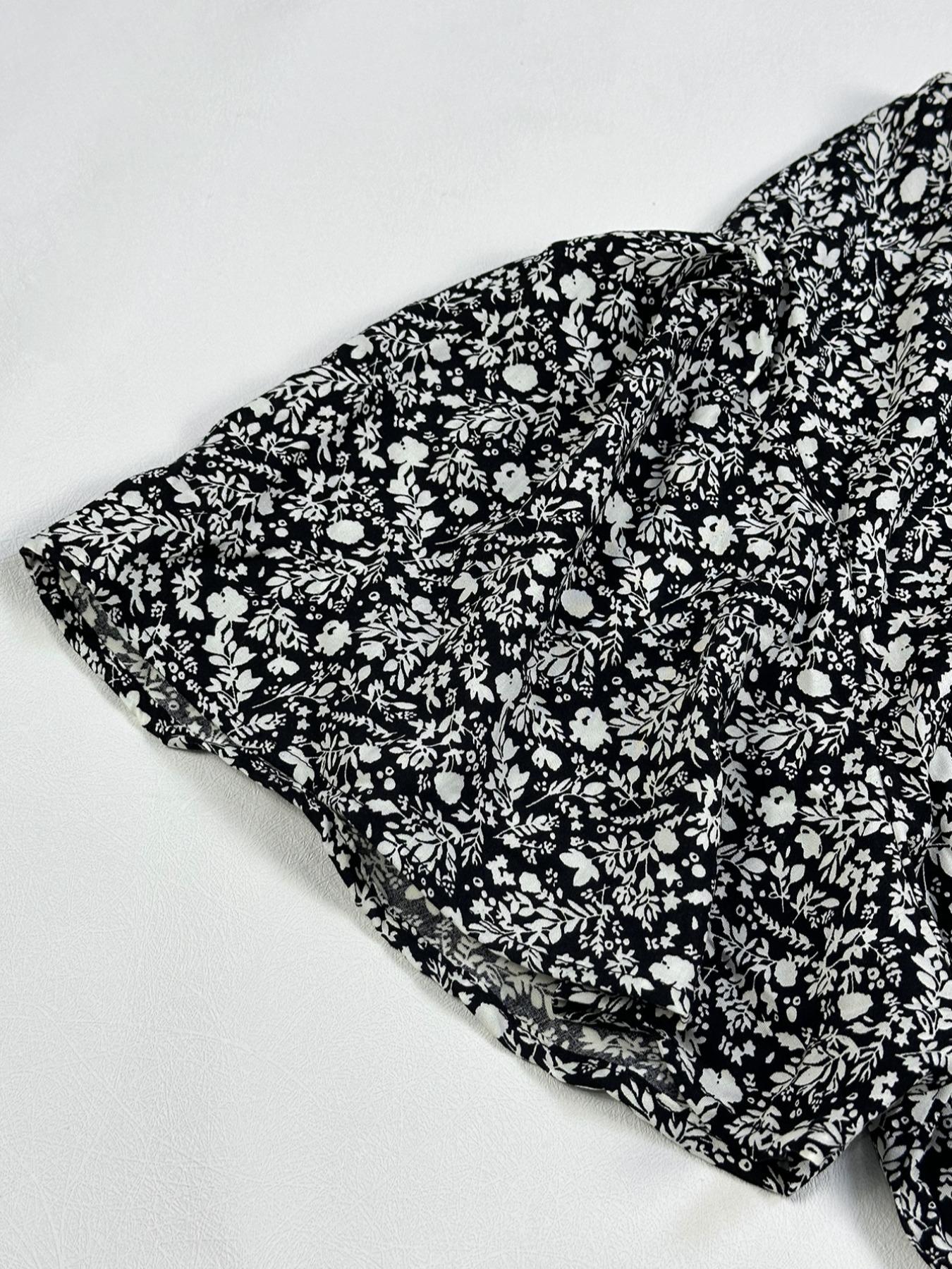 Women's Ditsy Floral Print A Line Dress, Boho Fashion Casual Plus Size Short Sleeve Dress for Daily Wear, Women Clothing, Womenswear, Summer Boho Clothes Women