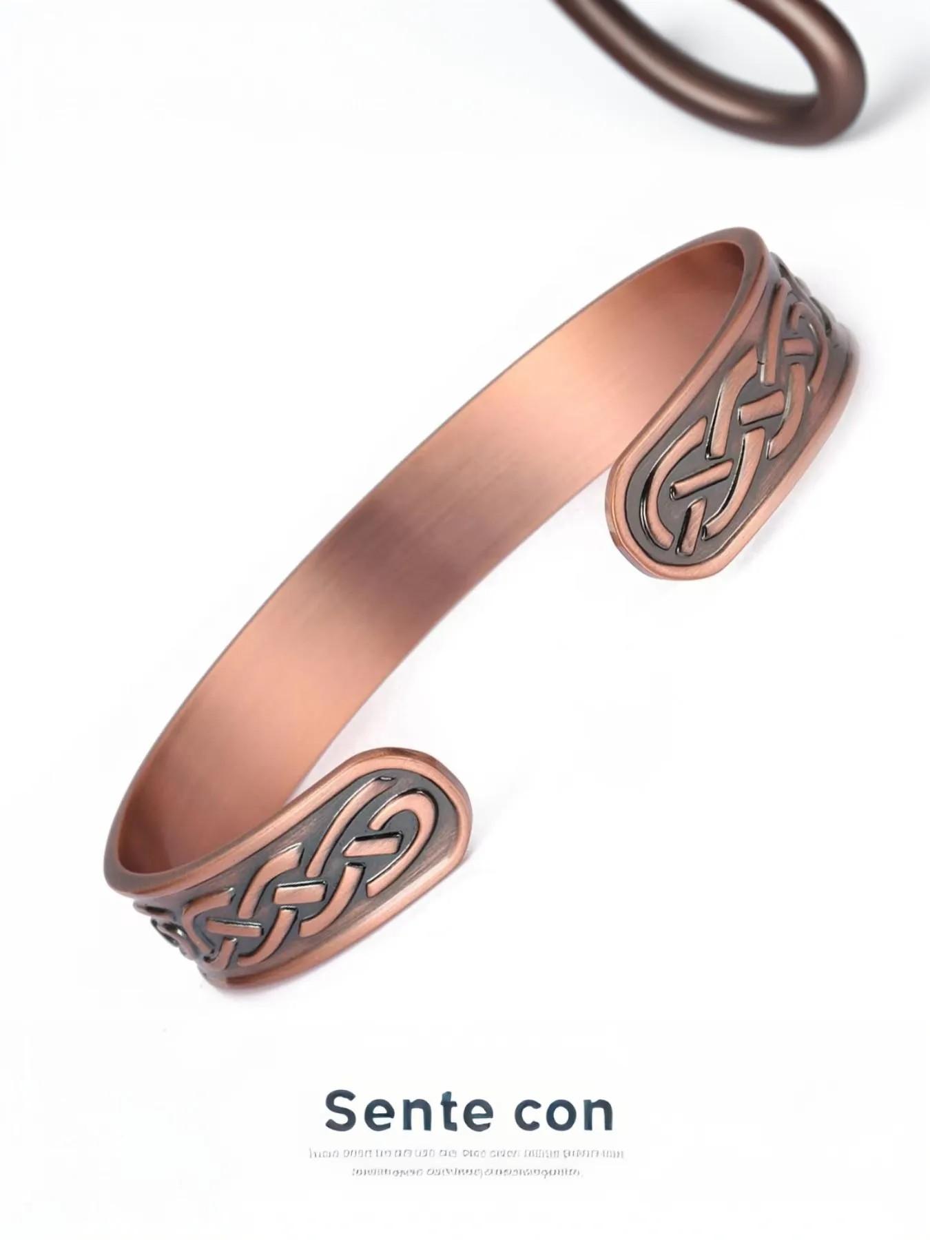 Men's Vintage Carved Copper Magnetic Energy Bracelet, Adjustable with 6 Magnets, Promotes Circulation, Perfect for Festivals, Parties, Travel