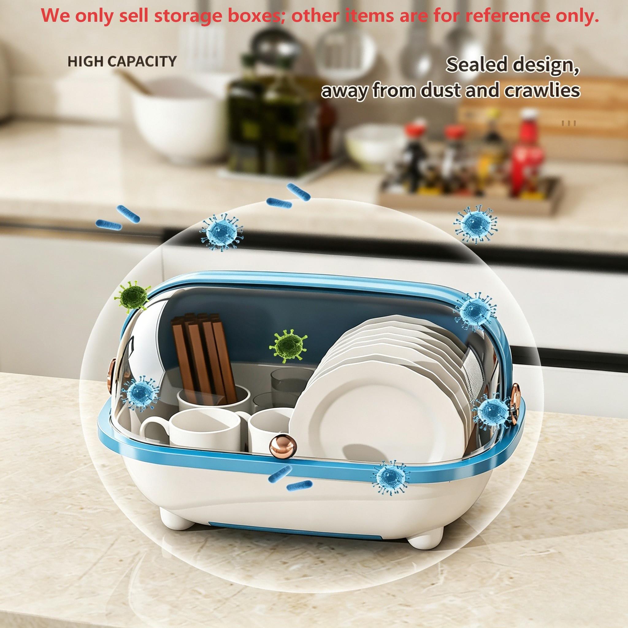 Baby Bottle Storage Box with Lid Drain Rack Countertop Organizer Removable Drying Tray Newborn Nursery