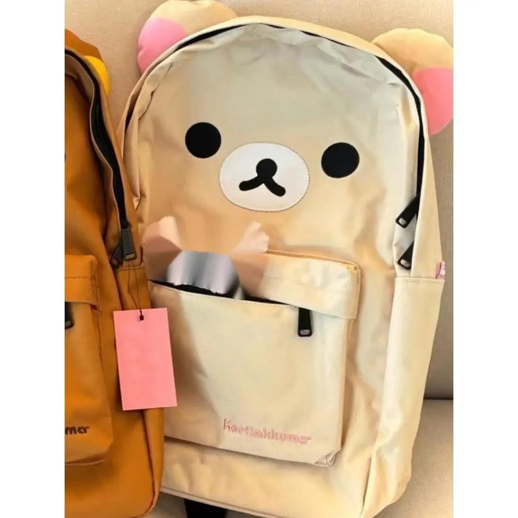 New Anime Cartoon Japanese Rilakkuma Cute Bear Brown Large-Capacity Cartoon Backpack Casual Joker Student Schoolbag Gift