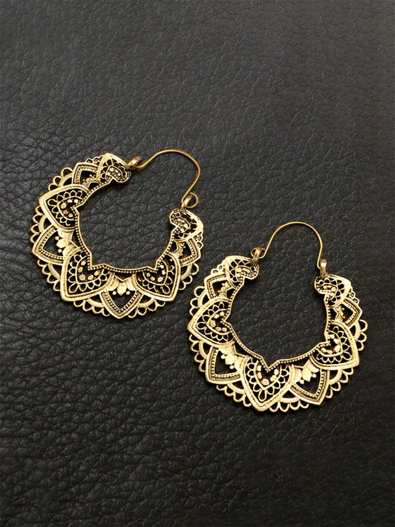 1 Pair Retro Style Hoop Earrings For Women For Wedding Anniversary Party Jewelry Valentine's Day Gift