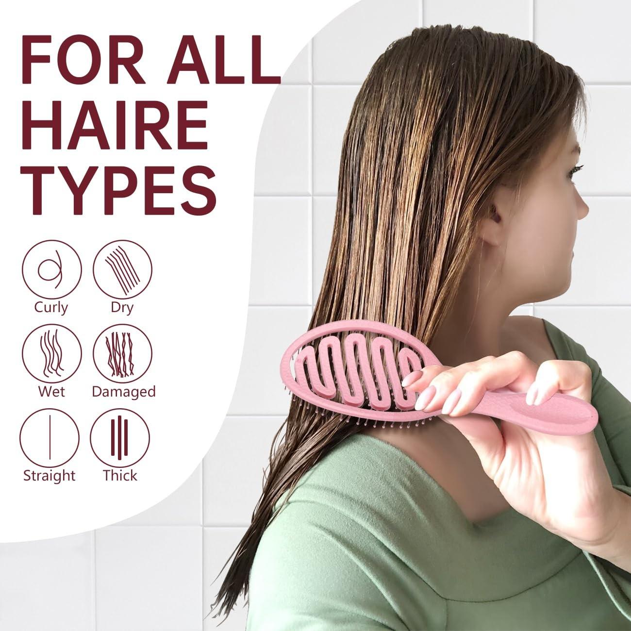 Ventilated Detangling Hair Comb with Random Section Clips, Ideal for Wet/dry Hair, Curl/wave/strand Types, Anti-Knot, Blowout, Scalp Massage