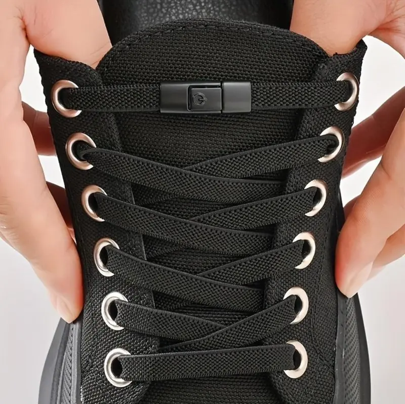 Unisex Adjustable No-Tie Stretchy Cotton Elastic Athleisure Shoelaces Set - 39.4in, Metal Lock Hold, Simple Adjustable Buckle, Customizable Length, Lightweight One Size, Travel-Ready, Sports Shoe Accessory, Elastic Laces for Sneakers