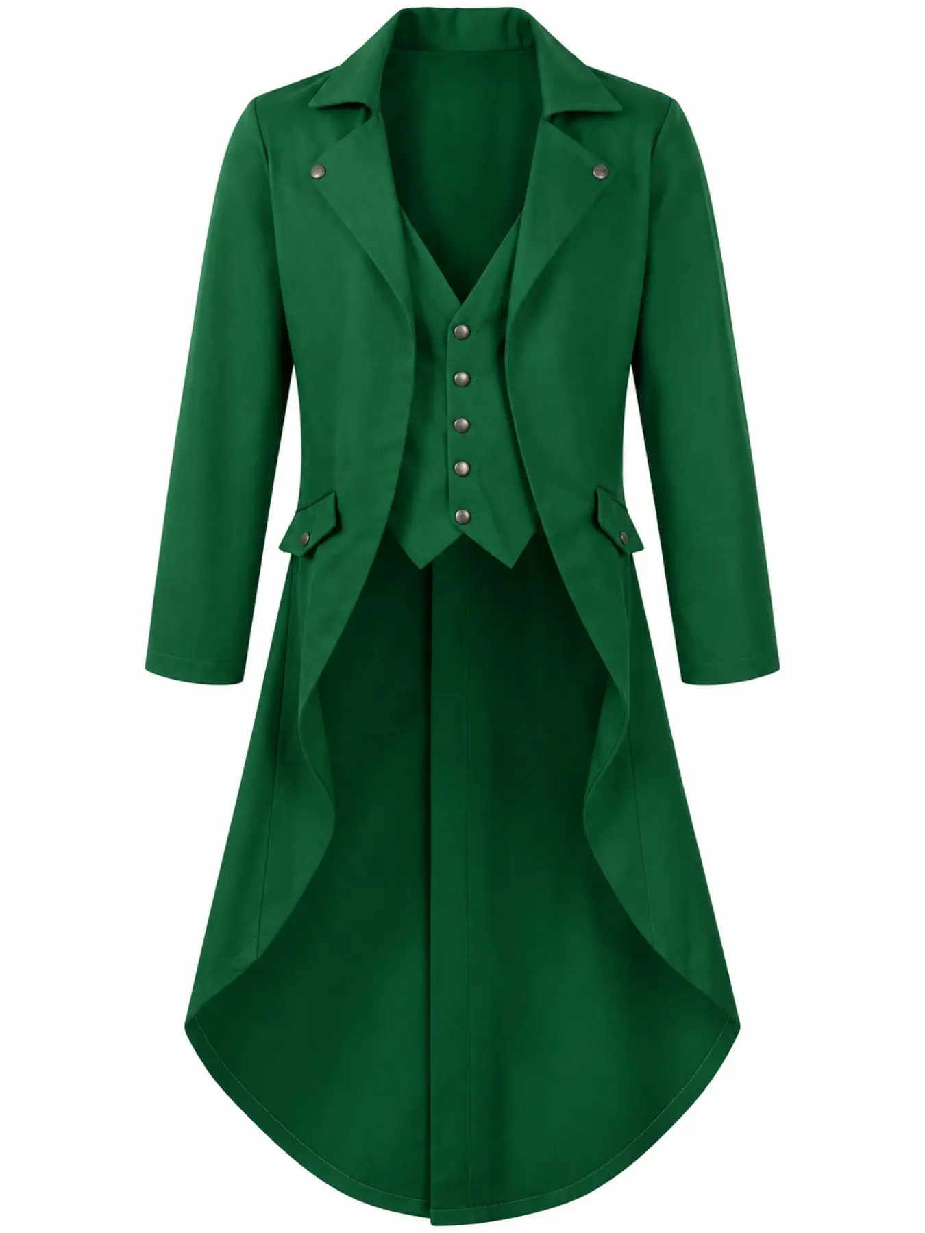 New European and American Men's Gothic Tailcoat Jacket, Vintage Long Steam Tail Performance Costume, Unlined Shirt Style