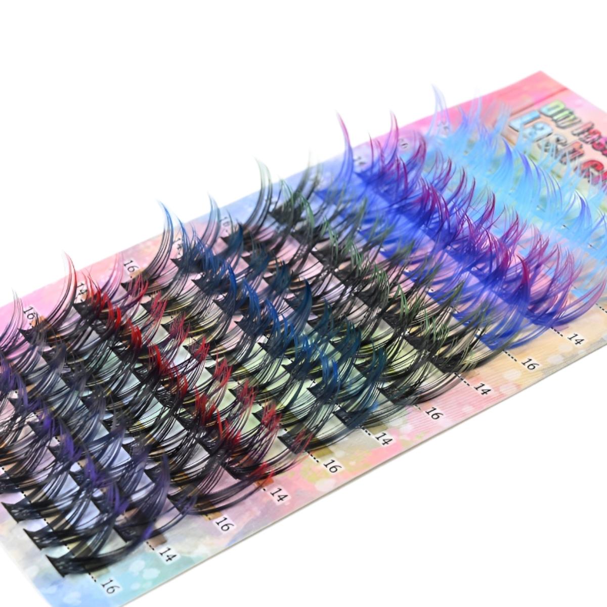 Mixed Color Individual False Eyelashes, 1 Box Natural Look Eyelash Extensions, Self Grafting Curling Fake Eyelashes for Women, Makeup, Diy Eyelash Extensions