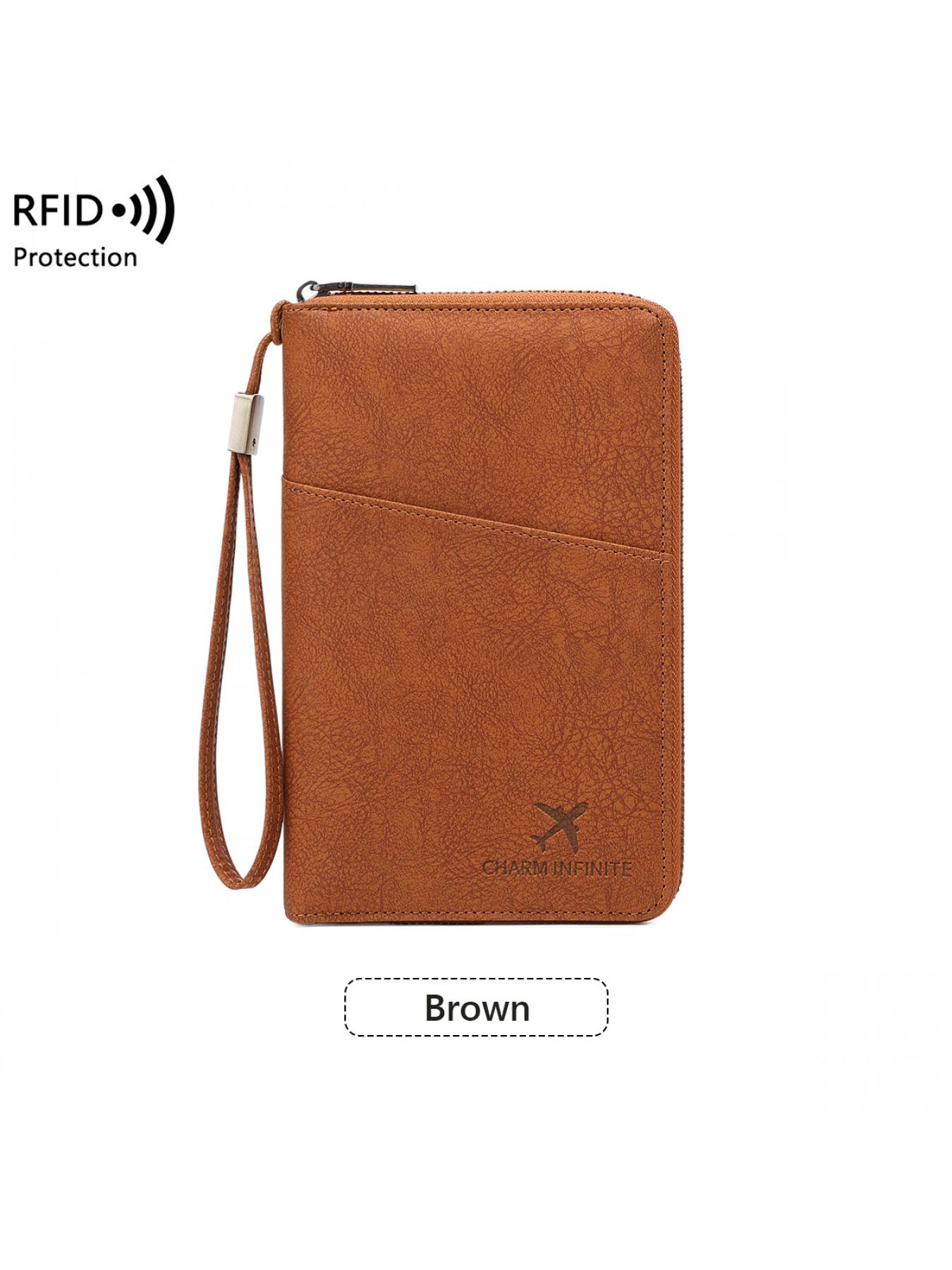 Multi-Functional Travel Document Organizer - RFID Blocking Long Zippered Passport Wallet, Passport Cover, Ticket & ID Storage Bag, Travel Document Holder