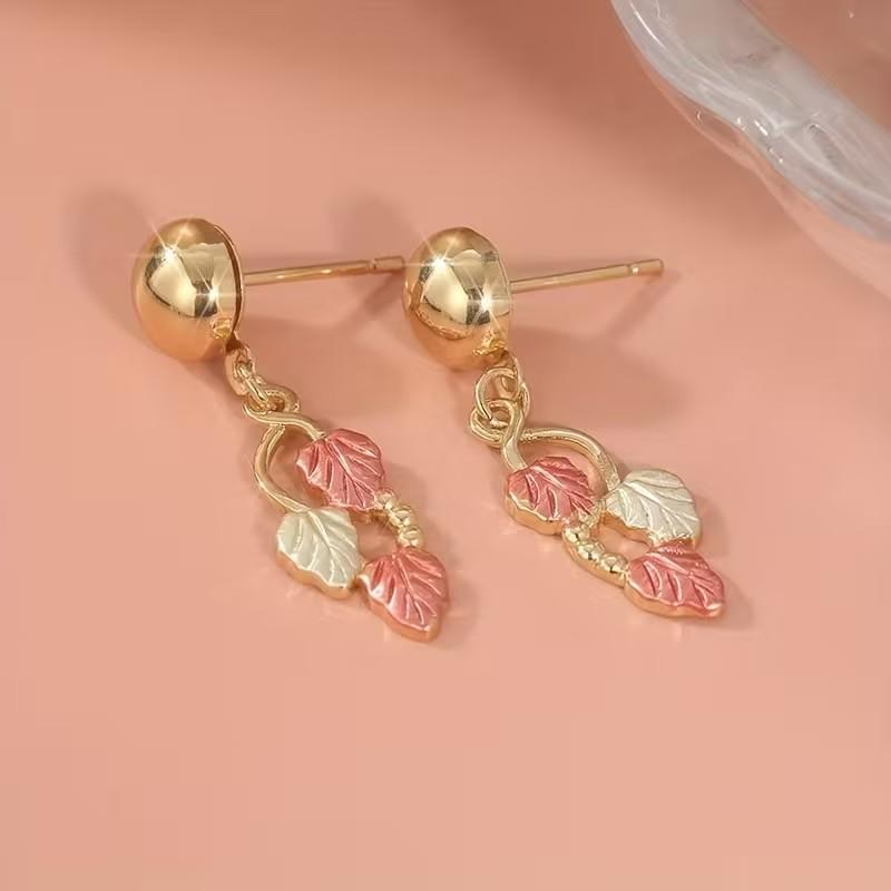 Boho Clover Earrings, Vintage Grape Leaf Design, Women's Fashion Silver Color Jewelry, All-Season Daily Wear, Casual Accessories