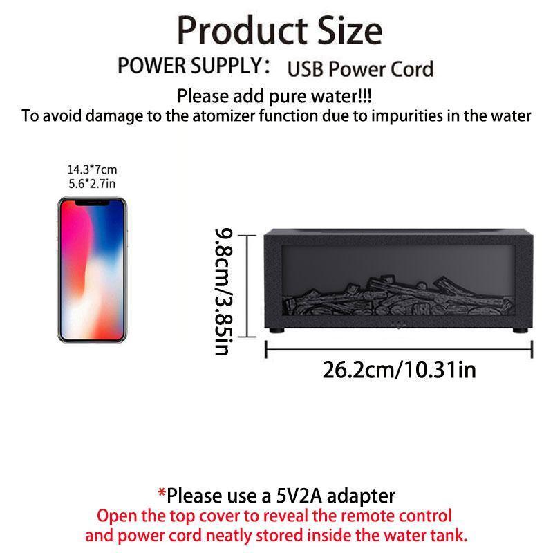 Color flame humidifier, fireplace bonfire humidifier, LED seven-color lights, 1/3/5h timer, remote control, automatic shut-off, atmosphere decoration, winter gift, suitable for home bedroom, office, yoga meditation, Colorful Flame Humidifier