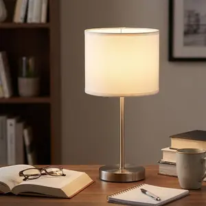 Modern Drum Lamp Shade, Home Decor Light, Elevate Your Lighting with White Linen, Delivers Soft, Glare-Free Light, Easy Install for Living Room, Bedroom, Office, Creates Warm Ambiance - Perfect Housewarming or Decor Gift