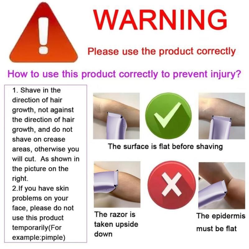 Electric Hair Removal Tool, 1 Box Rechargeable 2 in 1 Body & Facial Hair Removal Dual Head, Waterproof Hair Removal Machine for Armpits and Legs