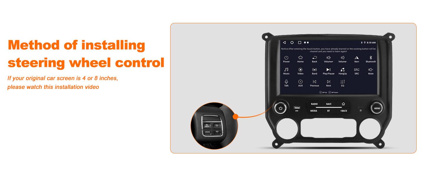 Car Stereo for Chevy Silverado GMC Sierra 2014-2018 touch screen has Android Auto Wireless Carplay, Bluetooth WIFI supports GPS Navigation (With Bose system, you need to purchase an additional fiber optic box! ! !）