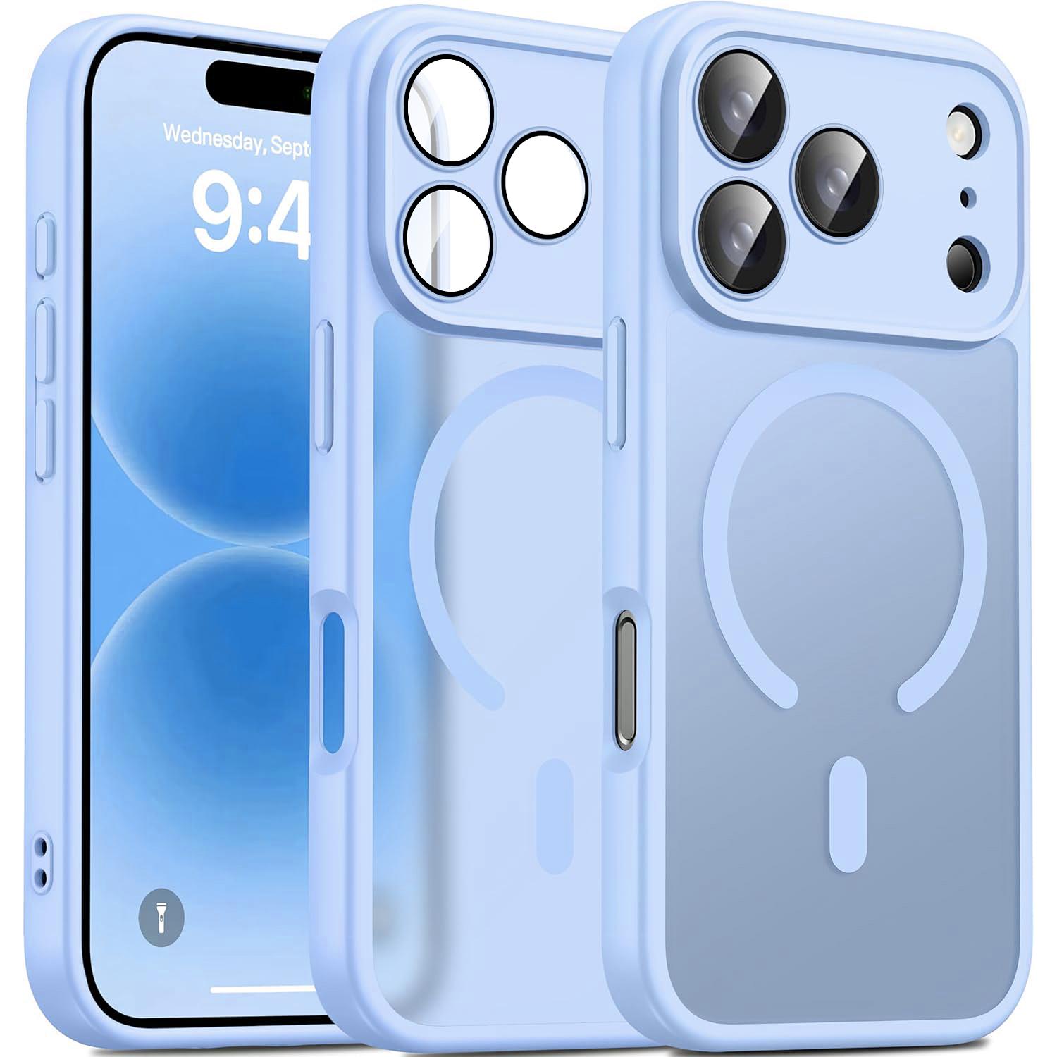 Designed for iPhone 17 Pro Max 16 15 14 13 12 11 Pro Max Air Plus Case Cover, Compatible with Magnet, [Camera Protection] Protective Shockproof Translucent Matte Anti-Slip Phone Case Support Wieless Charging