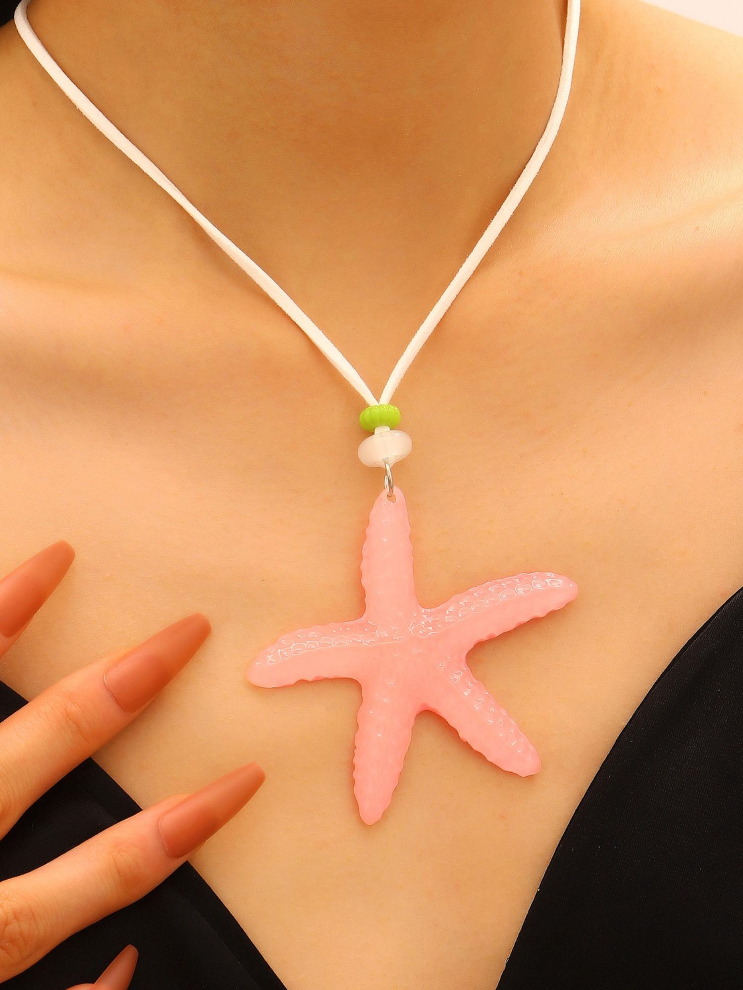 Holiday Island Long Blue Starfish Necklace for Women, Luxury High-End Collar Chain, Elegant Pendant Accessory, Perfect Gift Idea