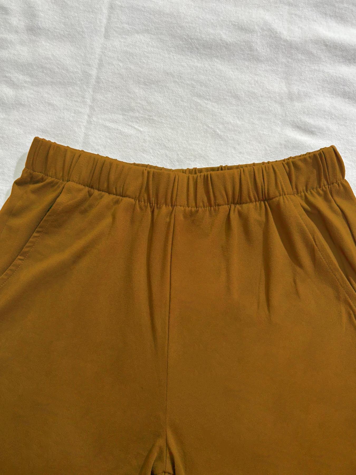 2-Pack, Short Top & Shorts Matching Set, Solid Color American Hot Girl Chic Style Slim Fit Round Neck Short Sleeve T-Shirt   Elastic Waist Casual Shorts Women's Fashion Top