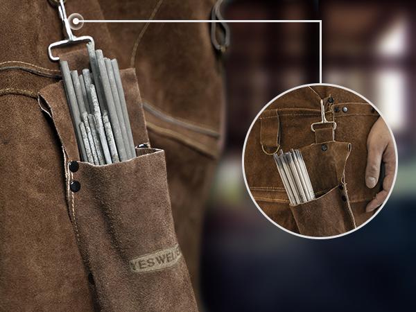 YESWELDER Flame Retardant Cowhide Leather Welding Rod Holder, Thickened Electrodes Rod Bag, Wearable Welding Electrode Storage Can