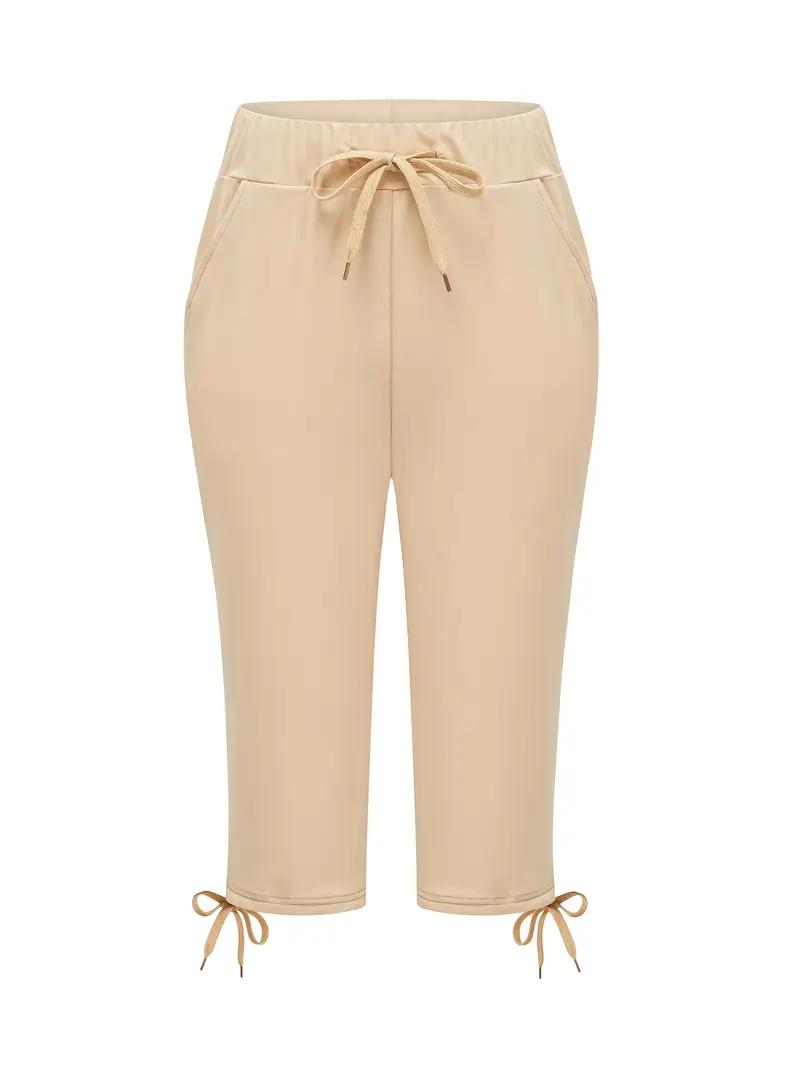 Pack of 2 women’s lightweight capris with drawstring waist — casual long pants, comfortable and stylish, suitable for spring and summer