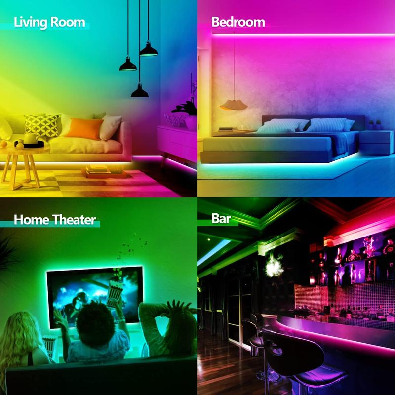 WEDEESUN LED Light Strip 100FT Smart APP Control & Remote Music Sync Mic Mode Dimmable Timing RGB Lights for Bedroom Living Room Decoration