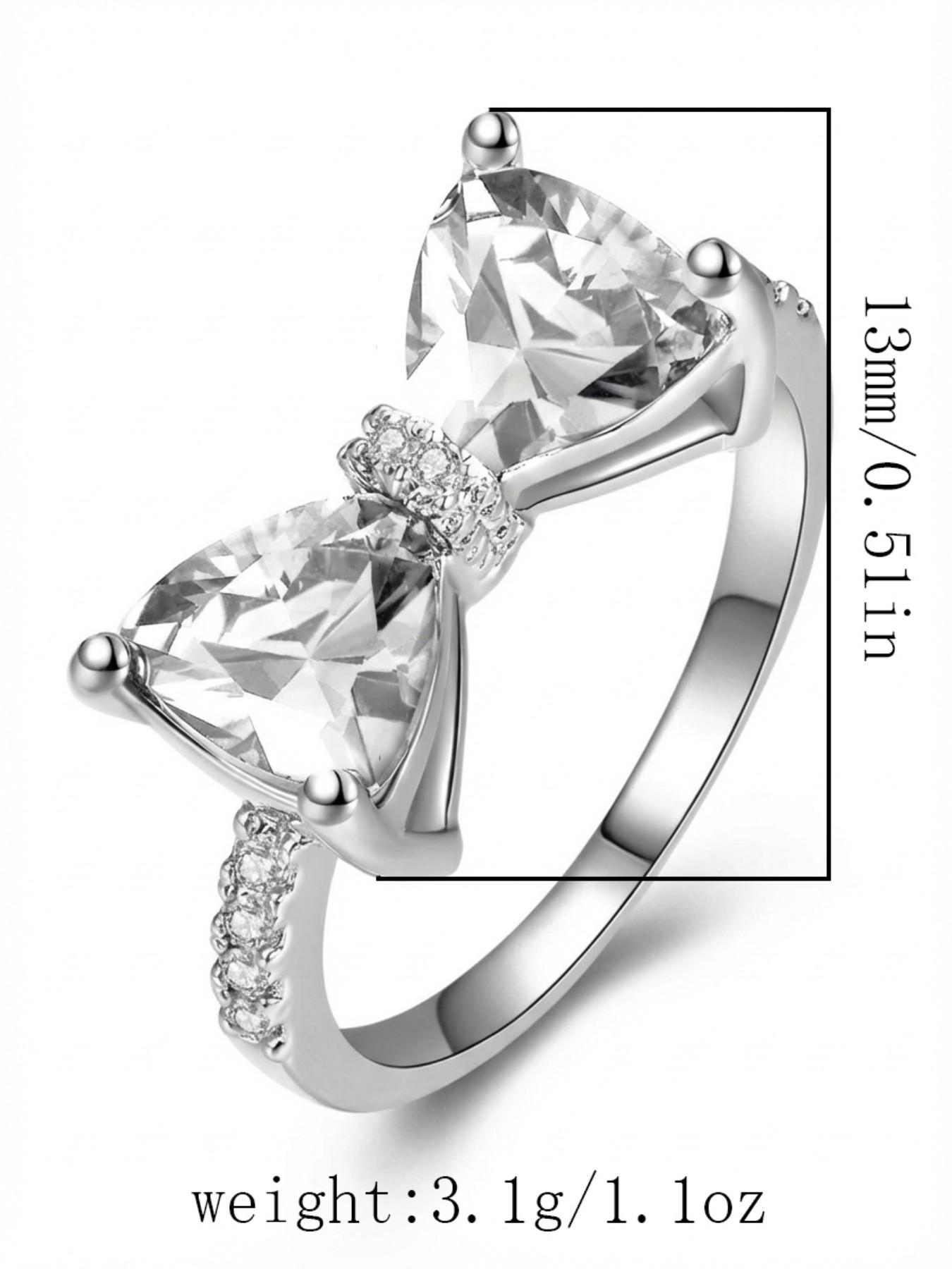Luxurious Bow Zircon Ring, High-End Sweet Cool Style, Elegant Butterfly Knot Design, Perfect for Special Occasions