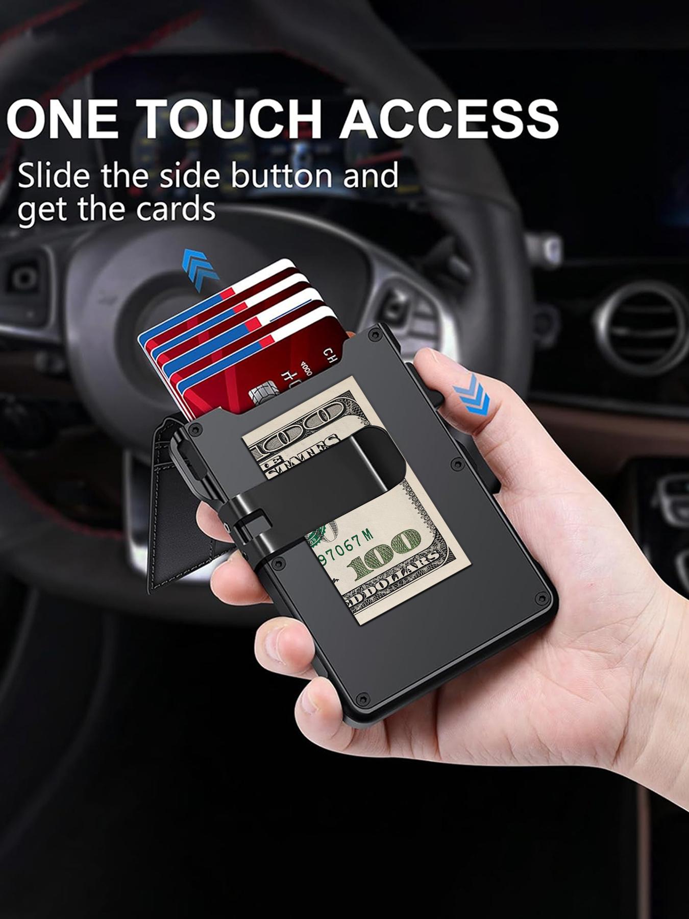 Minimalist Men’s Slim Wallet: 9 - 13 Cards, Money Clip, ID Window. RFID - Blocking, Aluminum Bifold Pop - Up SpringStatements