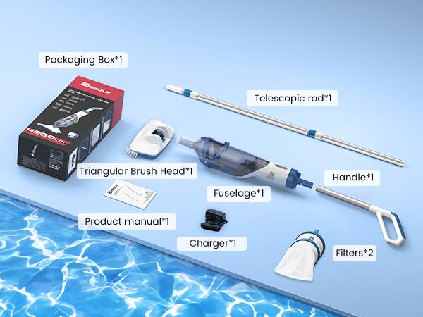 【10-OFF!!!】Ehulk Pro Cordless Pool Vacuum- 18.5 GPM Powerful Suction, 70min Runtime & 13.4" Wide Head, XL Capacity Handheld Rechargeable Pool Cleaner for Inground/Above Ground Pools with Telescopic Pole (Blue) 【10-OFF!!!】Ehulk Pro Cordless Pool Vacuum- 18.5 GPM Powerful Suction, 70min Runtime & 13.4" Wide Head, XL Capacity Handheld Rechargeable Pool Cleaner for Inground/Above Ground Pools with Telescopic Pole (Blue)