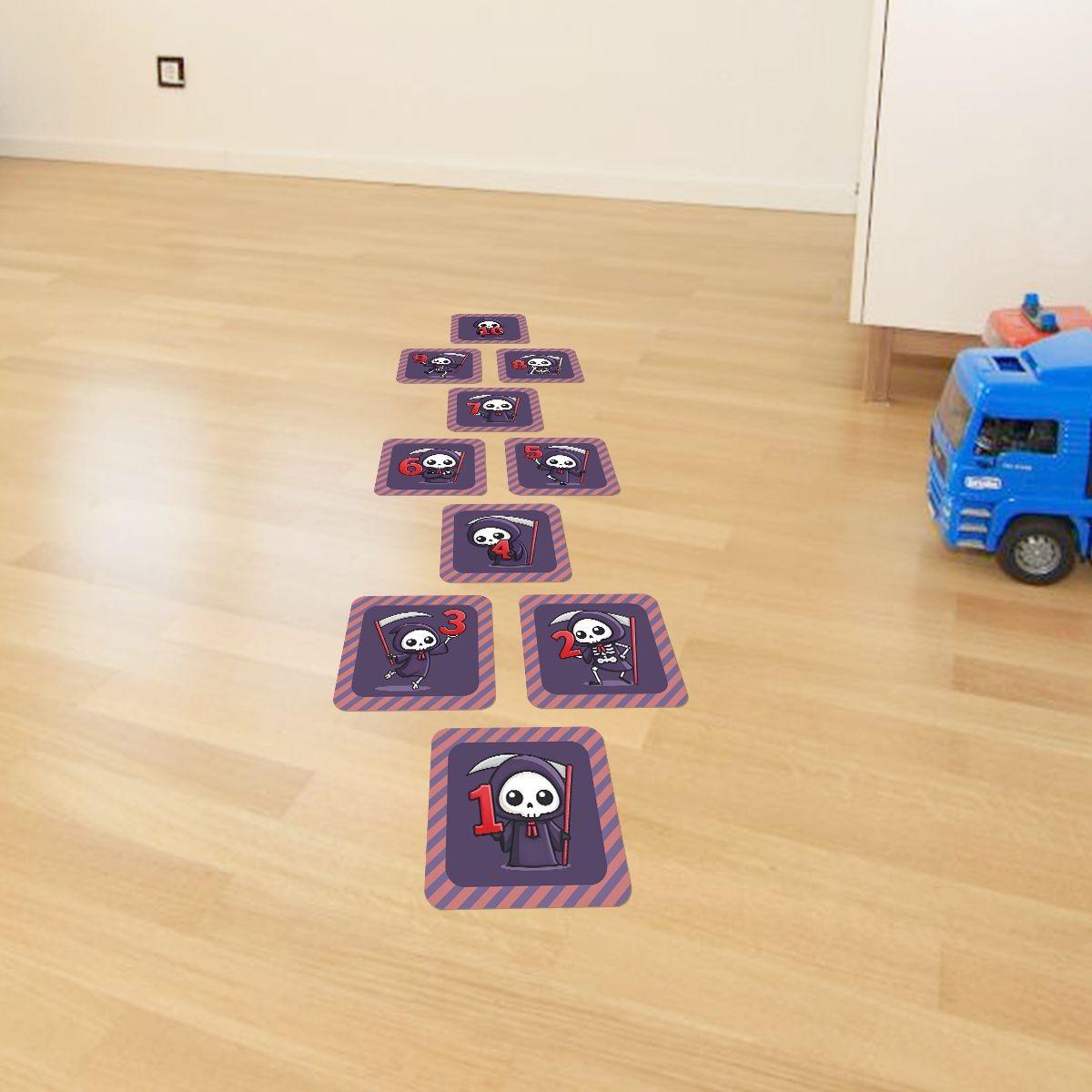Hopscotch Floor Stickers 1-10 for Kids, Self-Adhesive, Reusable, Easy to Clean, Durable Game Decals for Playroom & Classroom