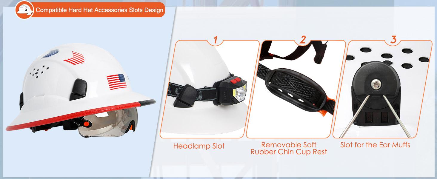 Full Brim Hard Hat with Clear Visor Cascos De Construccion Vented Hard Hat with Chin Strap Adjustable Cool Vent Work Helmet for Men Women Full Brim Hard Hat with Clear Visor Cascos De Construccion Vented Hard Hat with Chin Strap Adjustable Cool Vent Work Helmet for Men Women