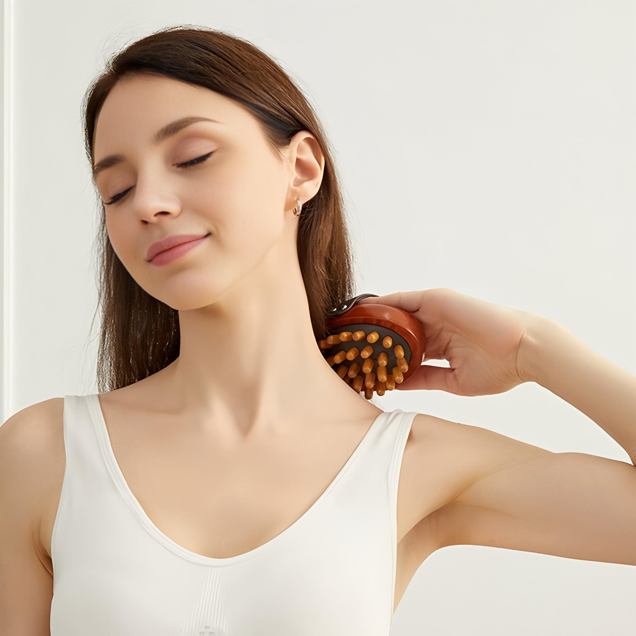 Handheld Acupressure Brush Full Body Massage Brush Wooden Air Bag Slimming Brush Abdominal Rub Leg Body Circulation