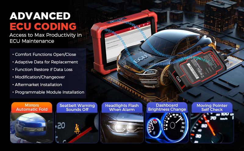 LAUNCH X431 CRP919XBT Elite OBD2 Scanner Car Wireless with ECU Coding, 35+ Resets, CANFD&DOI, DBScarVII, FCA AutoAuth, and IMMO Features