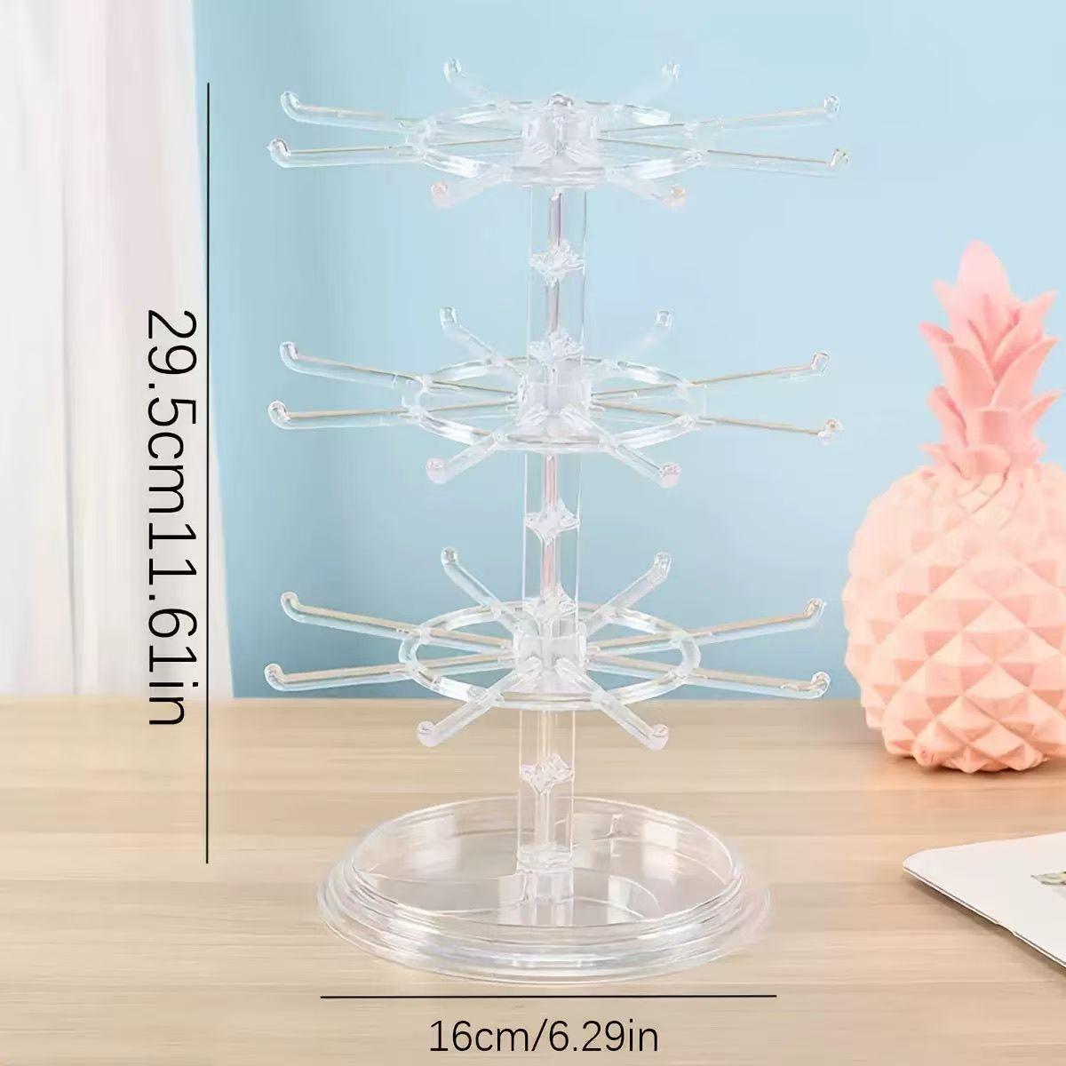 Rotatable Jewelry Rack, Earring Holder, Keychain Organizer, Desktop Storage Stand, Adjustable Design, Space-Saving Solution