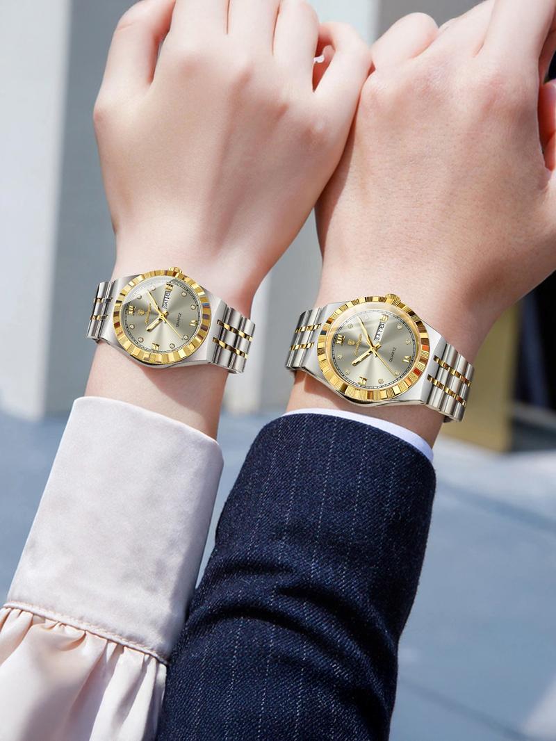 Poedagar couple's set watch quartz watch for men and women waterproof luminous stainless steel watch, lover's watch, suitable for gift giving