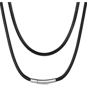 Braided Black Leather Necklace Cord with Clasp, Waterproof Leather Cord for Pendant for Men Women, Customize Available, 1.5mm/2mm/3mm, 16-30 Inches
