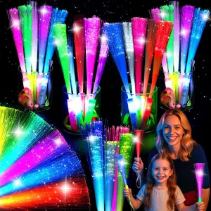 24PCS Glow Sticks Supplies, 3 Modes Colorful Flashing Glow in the Dark Toys LED Light Up Sticks Fiber Optic Wand for Kids Favors Birthday Wedding