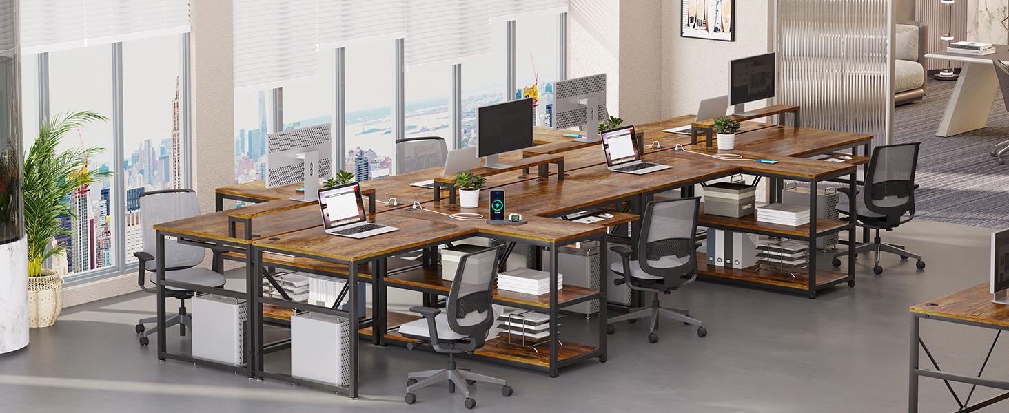 SEDETA 94.5" Home Office Desks, Computer Gaming Desk with Storage, LED Lights, Power Strip with USB, Keyboard Tray & Monitor Stand, Extra Long Double Desk for 2 Person SEDETA 94.5" Home Office Desks, Computer Gaming Desk with Storage, LED Lights, Power Strip with USB, Keyboard Tray & Monitor Stand, Extra Long Double Desk for 2 Person