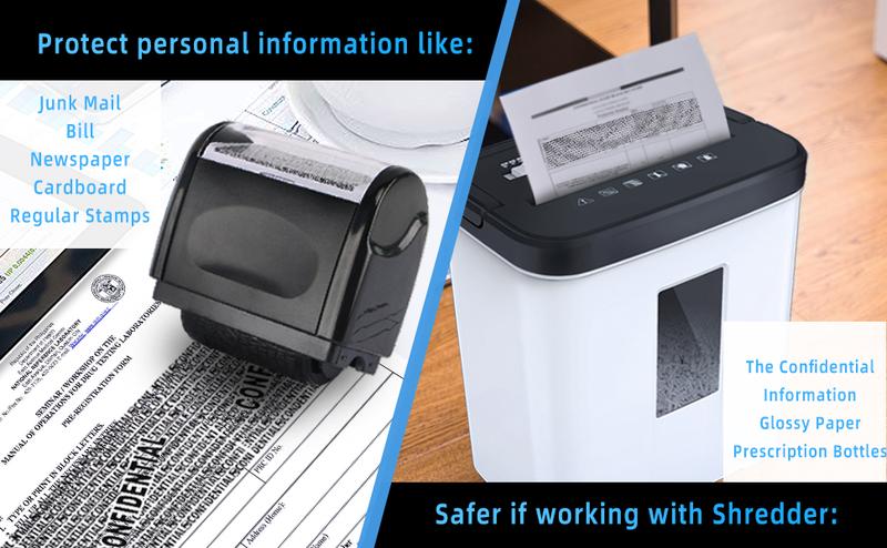 2 Pack Identity Theft Protection Roller Stamp Privacy Security ID Police Stamp for Blocking Out Address Bills Confidential Info 100m Long Lasting Ink Roller for Home Office Use - Direct Thermal Labels