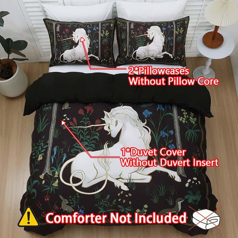 Unicorn Theme Reversible Bedding Set, Soft Polyester Duvet Cover and Pillowcase, Bedroom Decor, Comfortable and Stylish, Soft Bedding Sets