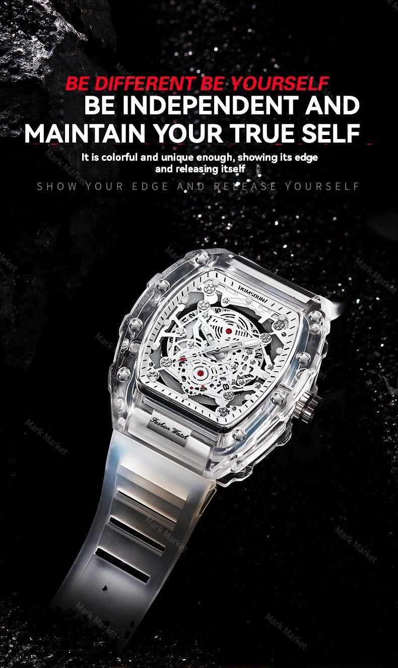Black Men's Luxury Barrel-shaped Transparent Waterproof Quartz Watch for Outdoor, Back to School, Parties, Daily & Fall. Ideal Birthday, Gift with Box. Black Men's Luxury Barrel-shaped Transparent Waterproof Quartz Watch for Outdoor, Back to School, Parties, Daily & Fall. Ideal Birthday, Gift with Box.