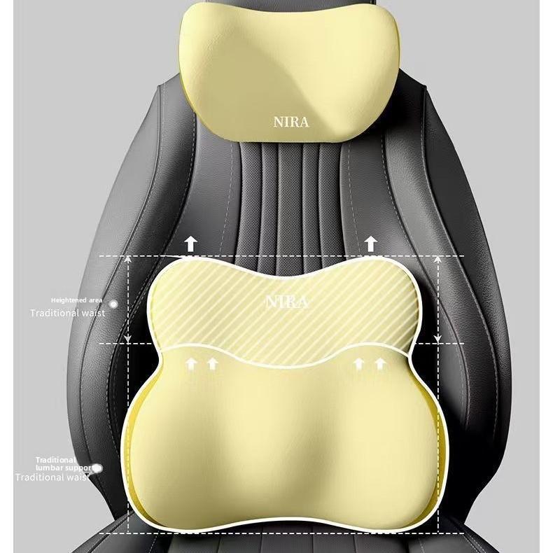 Car Neck Pillow Lumbar Support Set Memory Foam Backrest Cushion High Density Comfortable Headrest for Vehicle Office Home Use