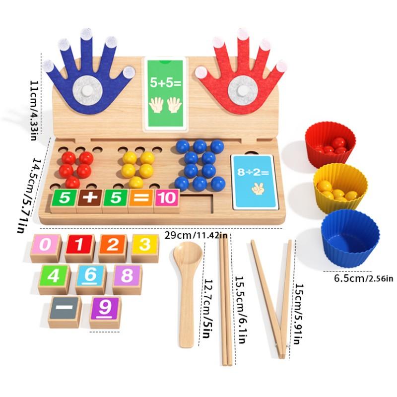 Wooden Math Board, Finger Counting, Addition Subtraction Cognitive Board, Number Matching, Logic Training, Educational Gift