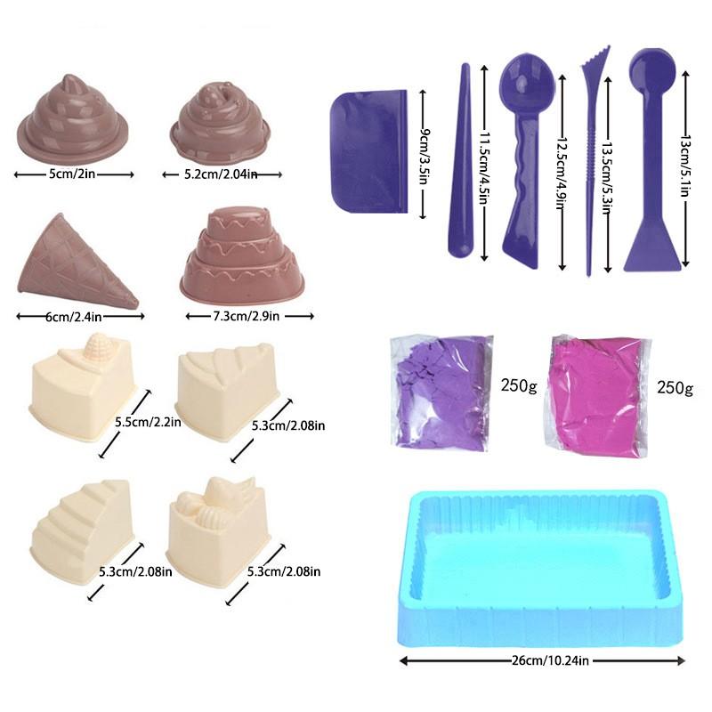 Easter Sandbox Playset, Sensory Space Sand Kit with Fruit Ice Cream Molds, Stress Relief Toy