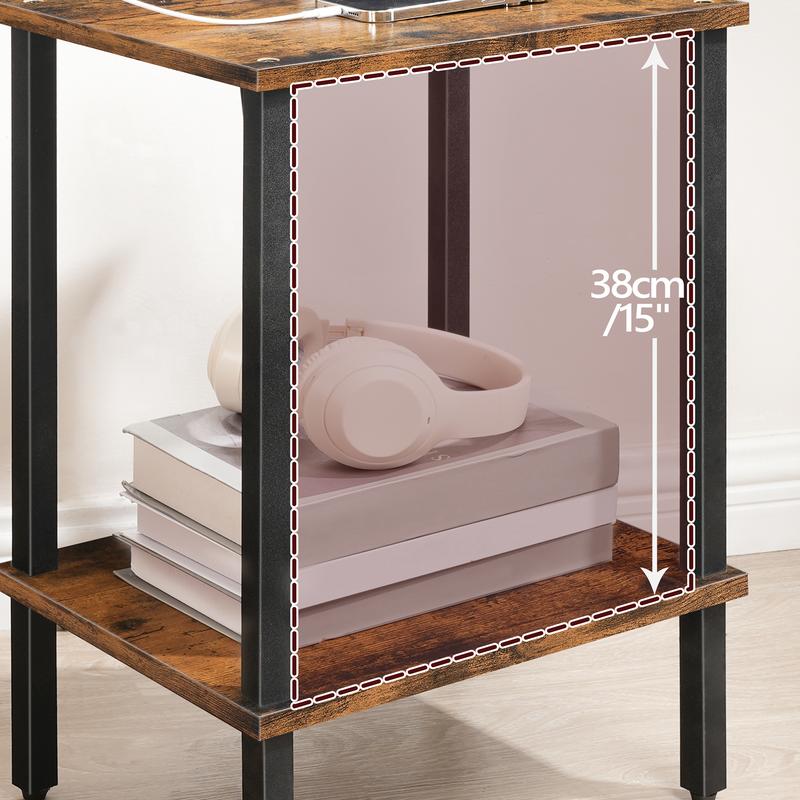 MAHANCRIS Small End Table with Charging Station, Nightstand with USB Ports and Outlet, Wooden Bedside Table for Small Space, Living Room, Bedroom, Rustic Brown MAHANCRIS Small End Table with Charging Station, Nightstand with USB Ports and Outlet, Wooden Bedside Table for Small Space, Living Room, Bedroom, Rustic Brown