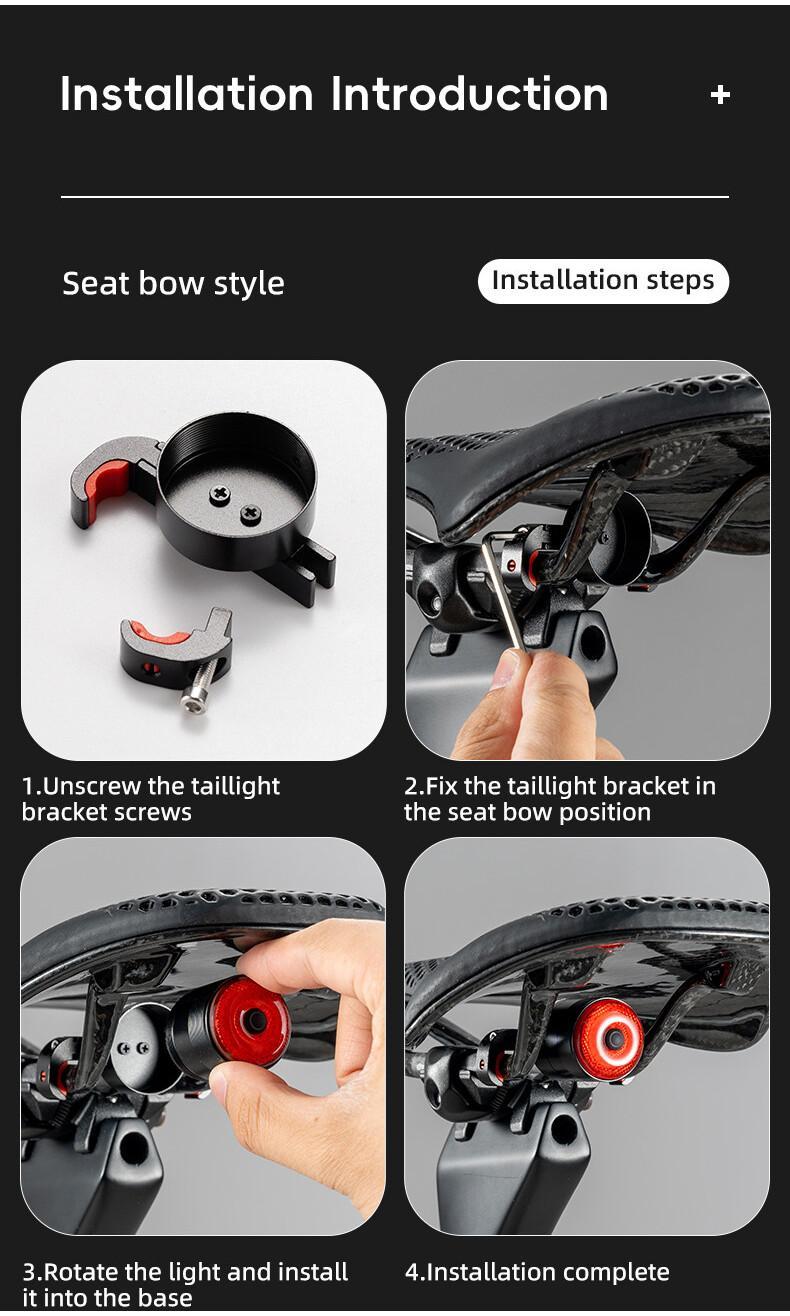 ROCKBROS Bike Taillight Rechargeable Waterproof Smart Auto Brake Sensing Rear Light Q5Mini LED Bike accessories