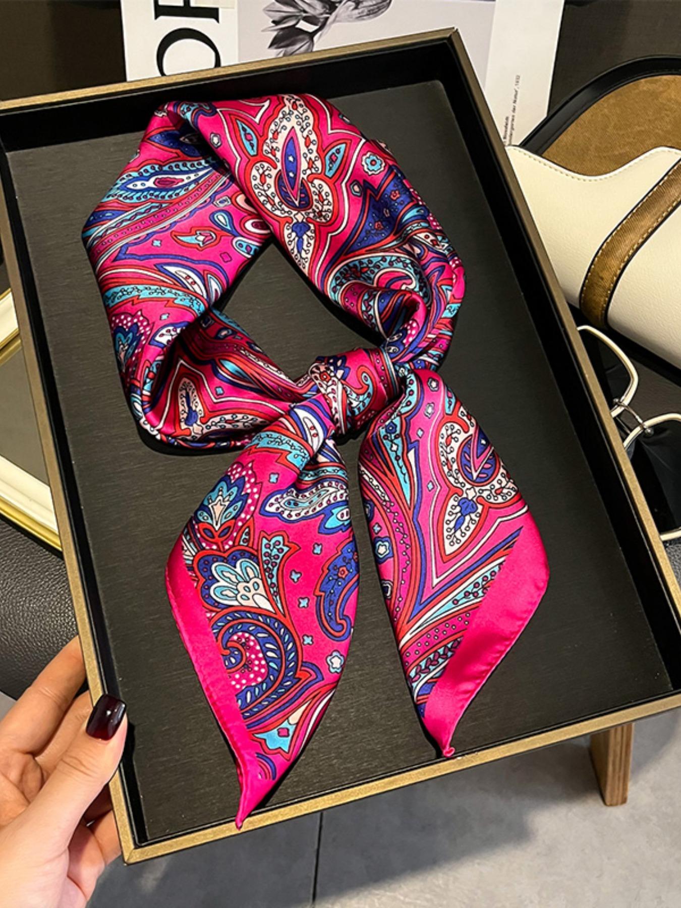 Women's Paisley Print Scarf, 27.6 Inches Square, Boho Style Headband, Accessory for All Seasons, Perfect Holiday Gift