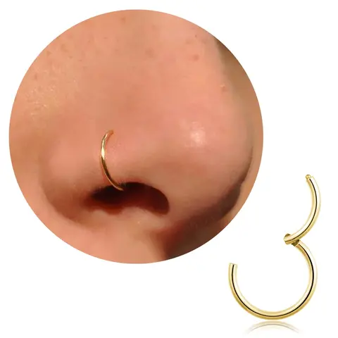 Women's 20G Solid Titanium Nose Rings Hoops - Non Tarnish, Silver/Gold Helix Pierced Ring, Septum Jewelry, 10mm/16g Easy-Opening for Tragus, Conch