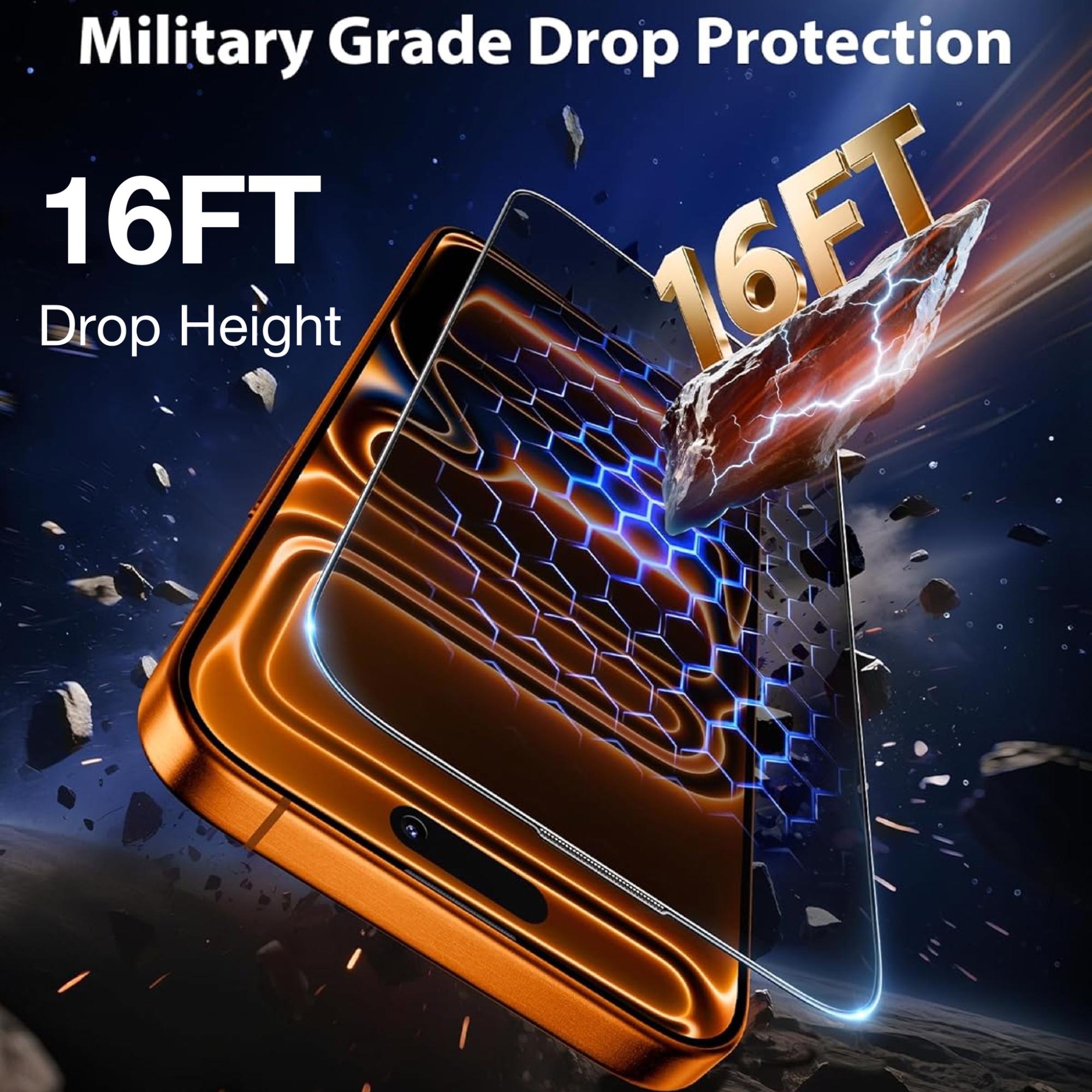 3-Pack Samsung Galaxy S26 Ultra S25 S24 Plus & Apple iPhone Screen Protectors, Ultrasound Fingerprint Unlock, Military Grade Protection