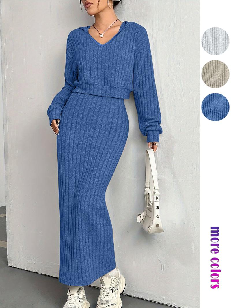 Women's Elastic Comfortable Dress Sweatshirt Set, Casual Two-Piece, Soft Fabric, Perfect for Travel Parties, All Seasons Y2K Style